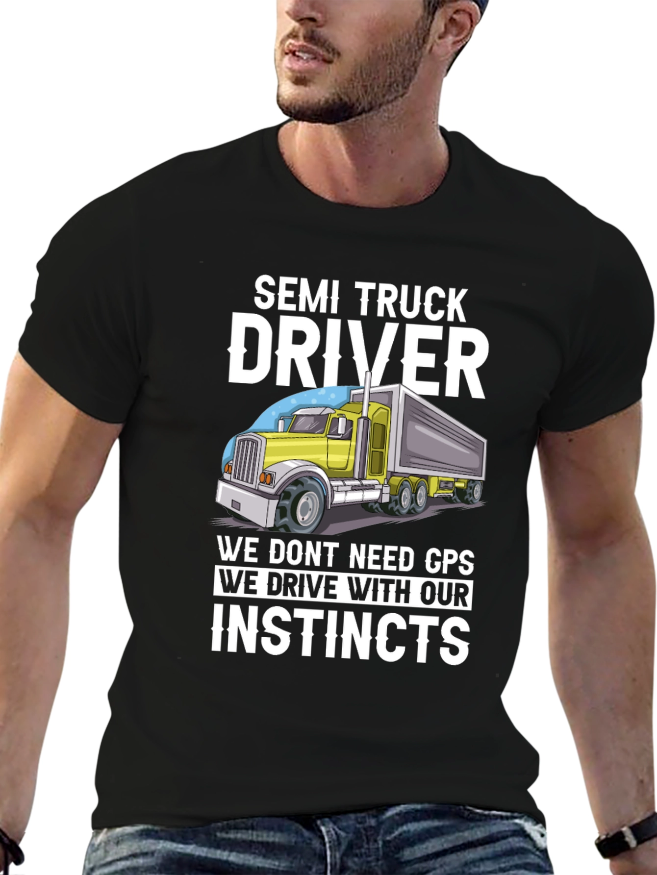 Semi Truck Driver Instincts Graphic Tee