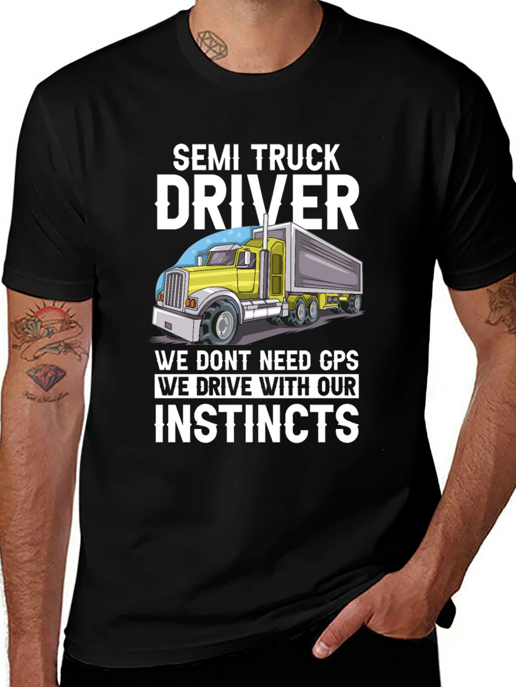 Semi Truck Driver Instincts Graphic Tee