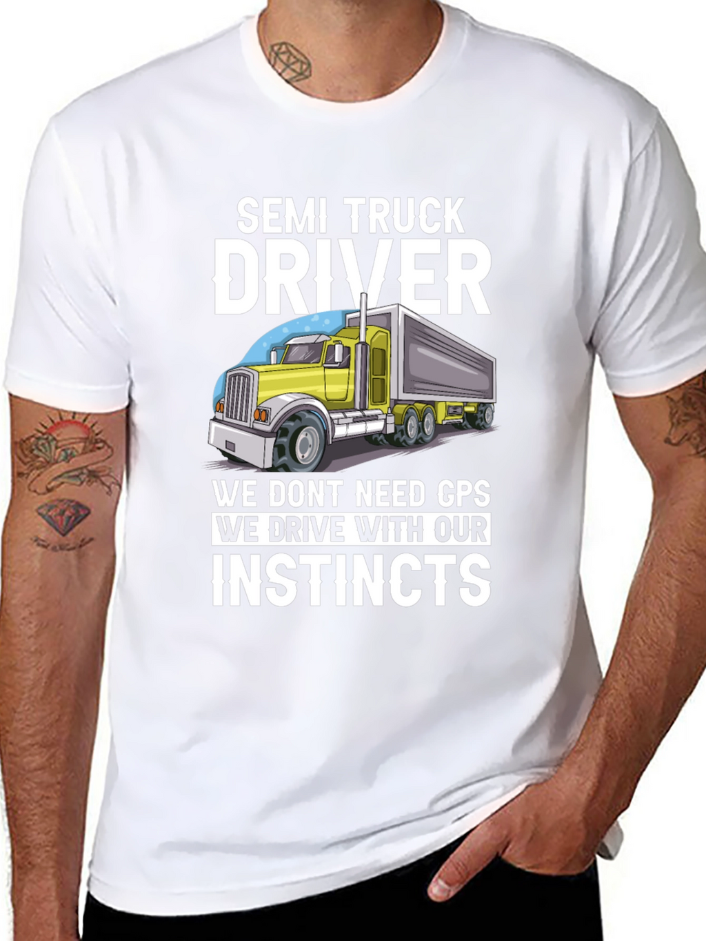 Semi Truck Driver Instincts Graphic Tee