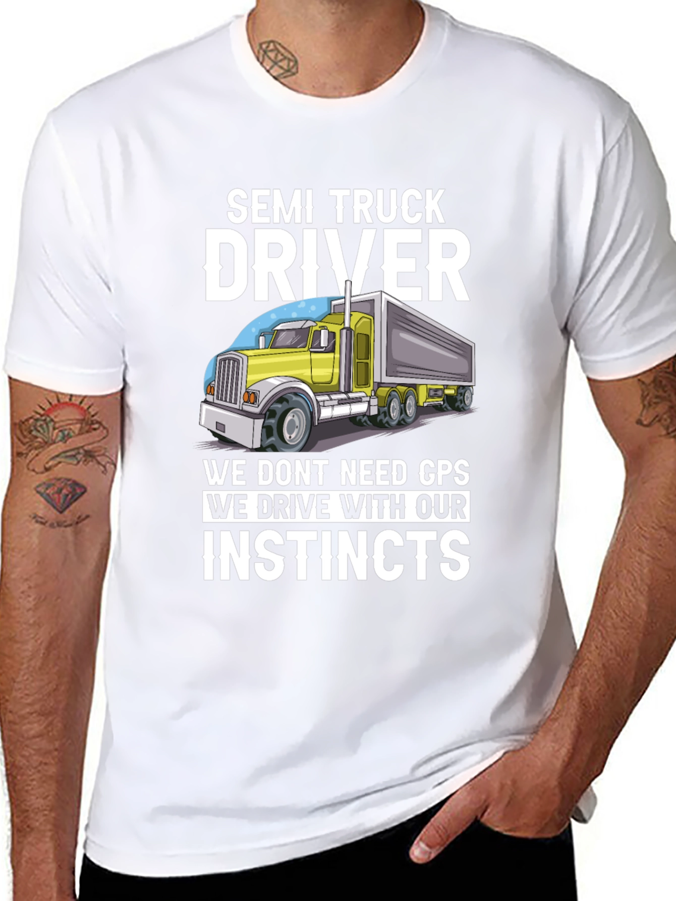 Semi Truck Driver Instincts Graphic Tee