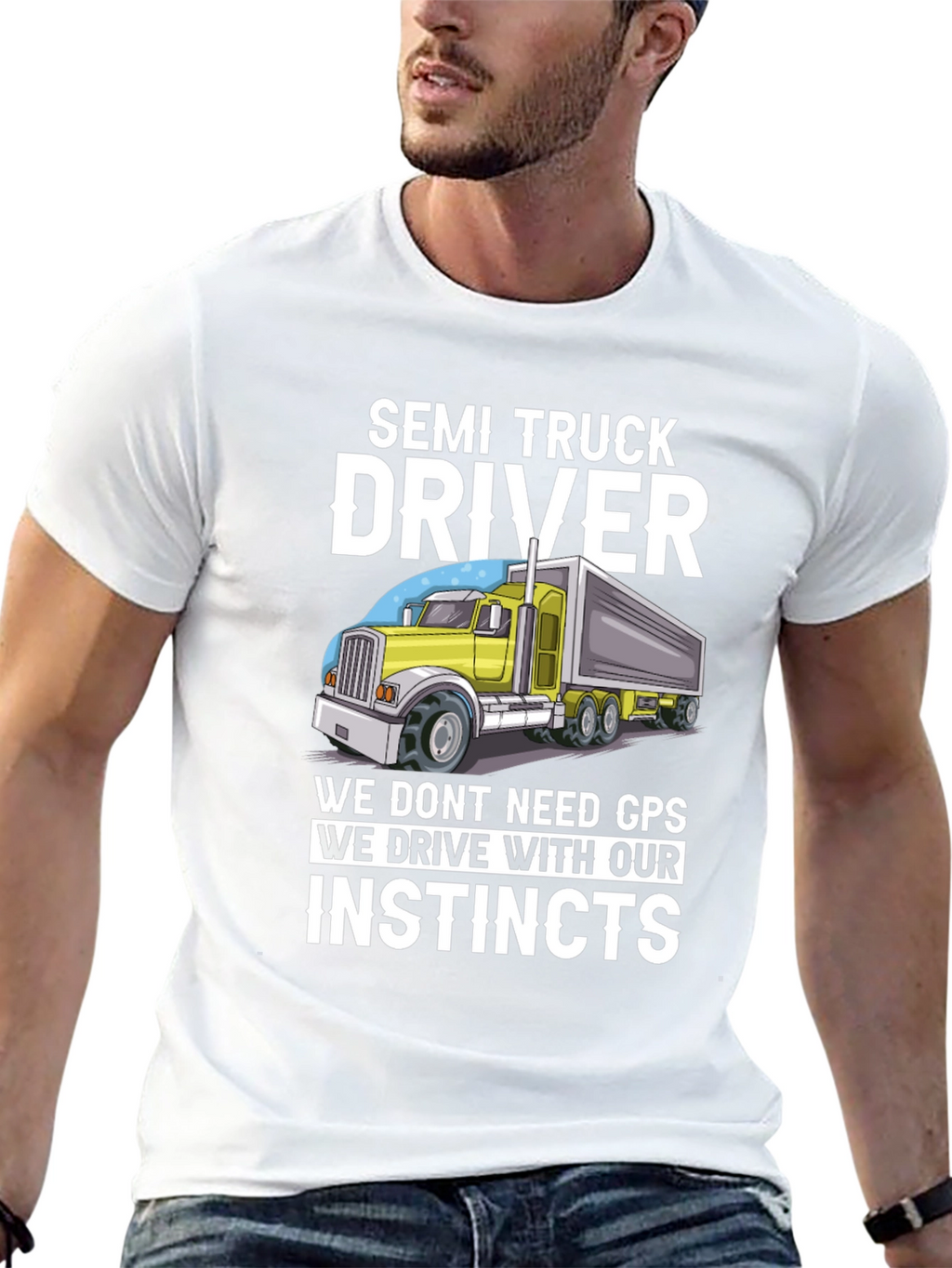 Semi Truck Driver Instincts Graphic Tee
