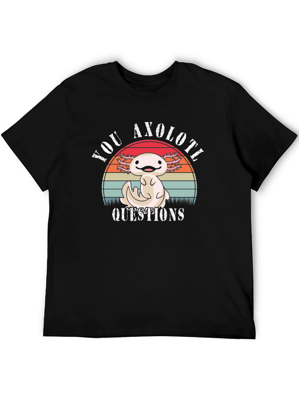 Axolotl Questions T-Shirt - Cute Cartoon Animal Tee
