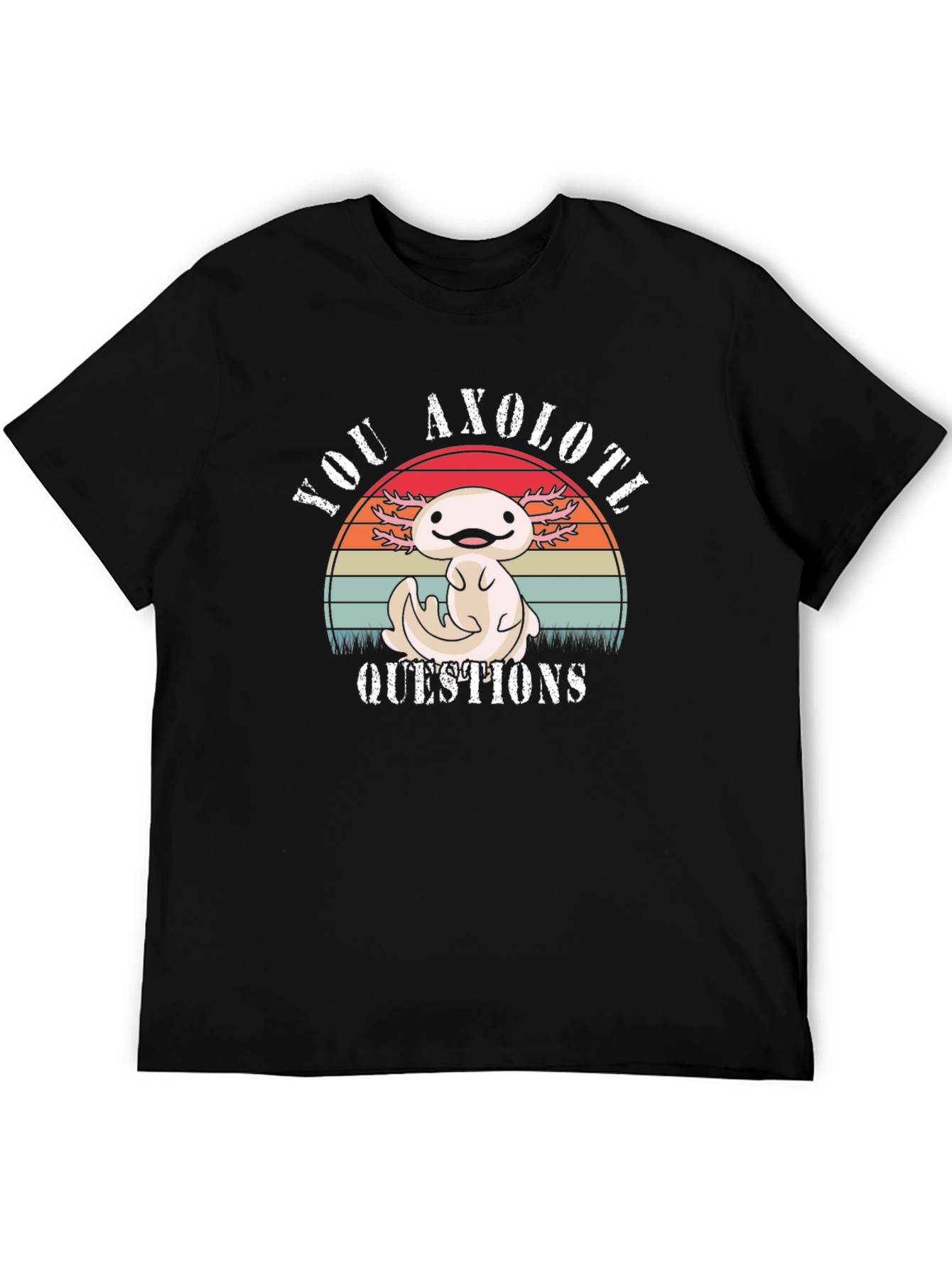 Axolotl Questions T-Shirt - Cute Cartoon Animal Tee