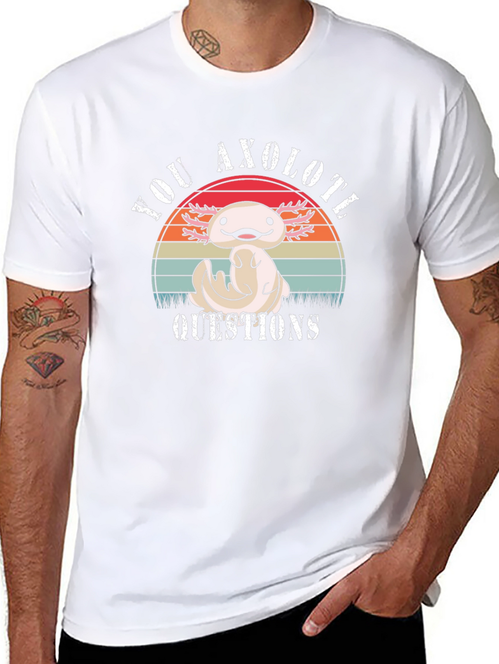 Axolotl Questions T-Shirt - Cute Cartoon Animal Tee