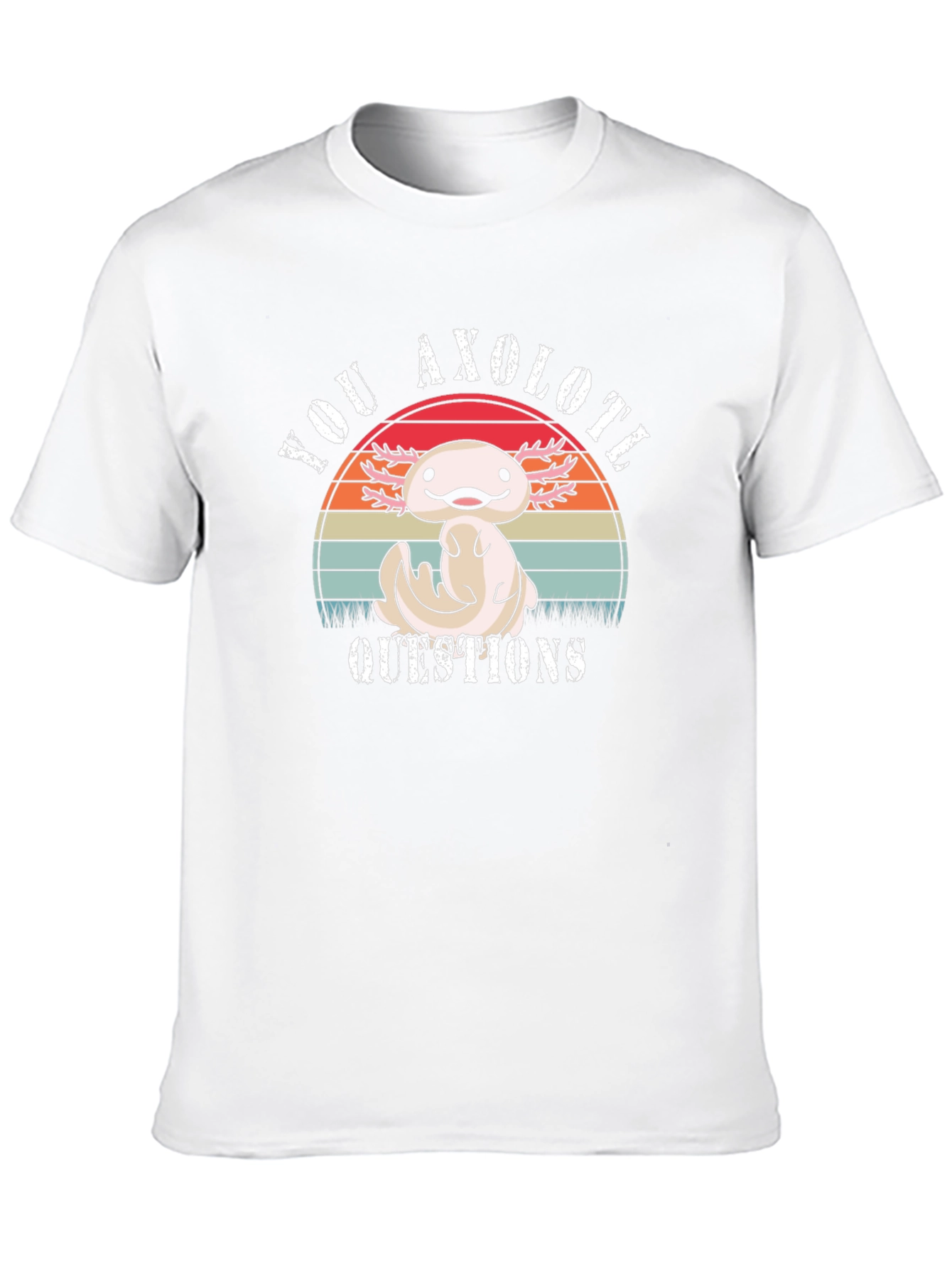 Axolotl Questions T-Shirt - Cute Cartoon Animal Tee