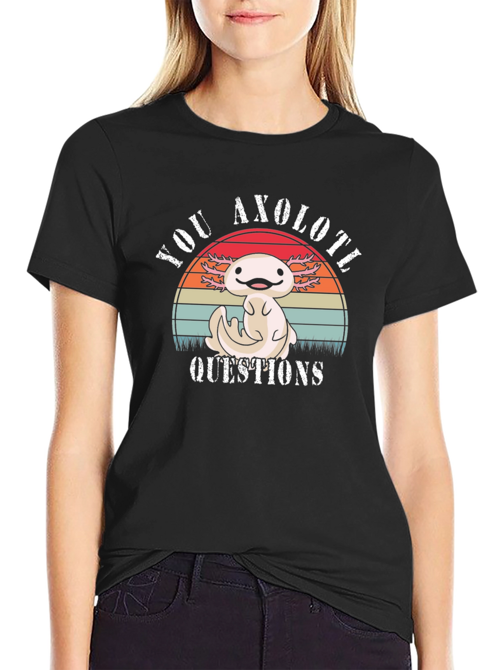 Axolotl Questions T-Shirt - Cute Cartoon Animal Tee