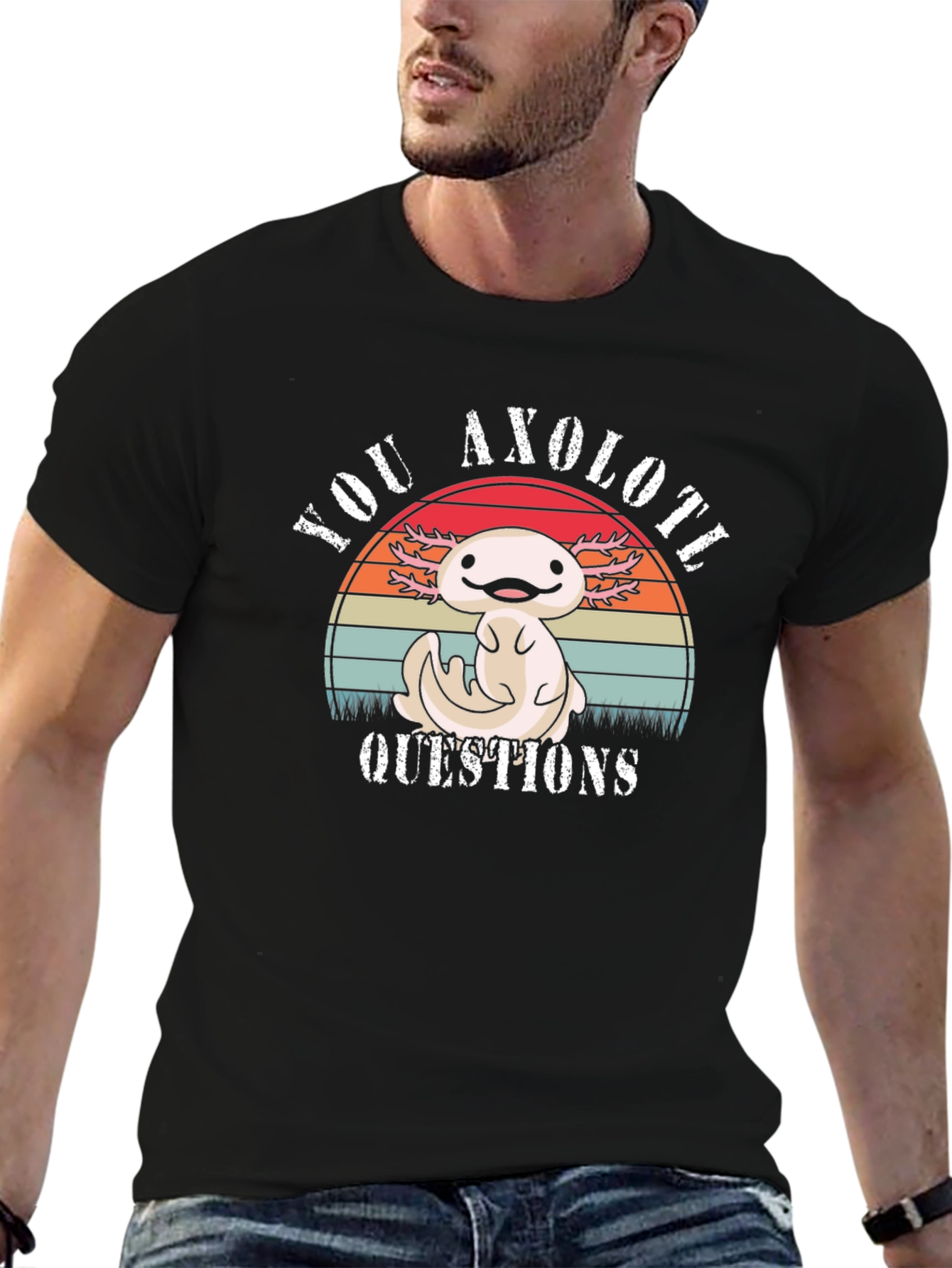 Axolotl Questions T-Shirt - Cute Cartoon Animal Tee