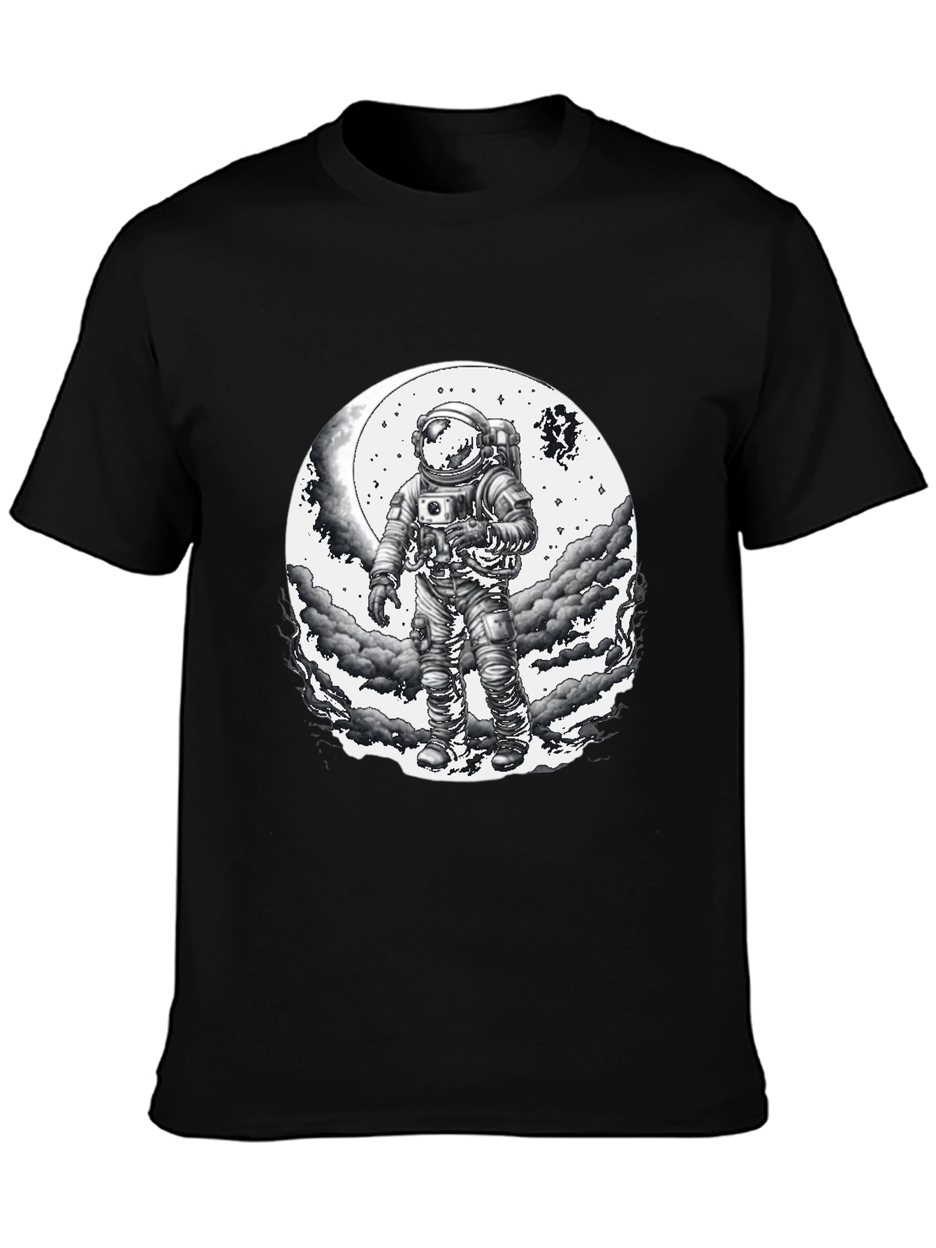 Astronaut Moon Graphic T-Shirt - Black