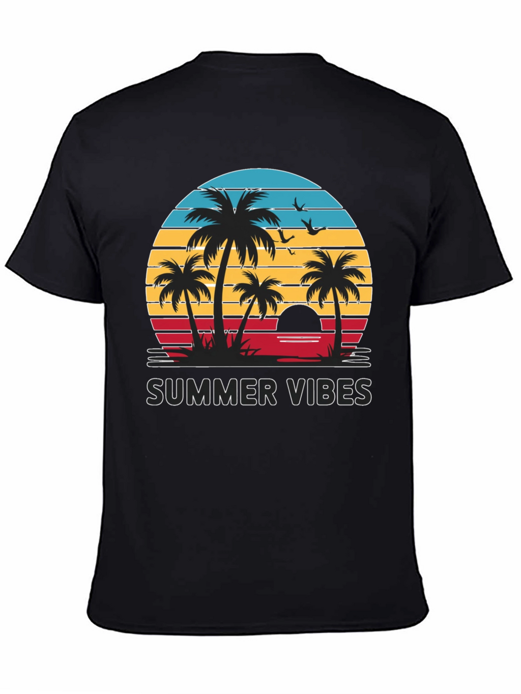 Summer Vibes Graphic Tee - Palm Tree Sunset Design