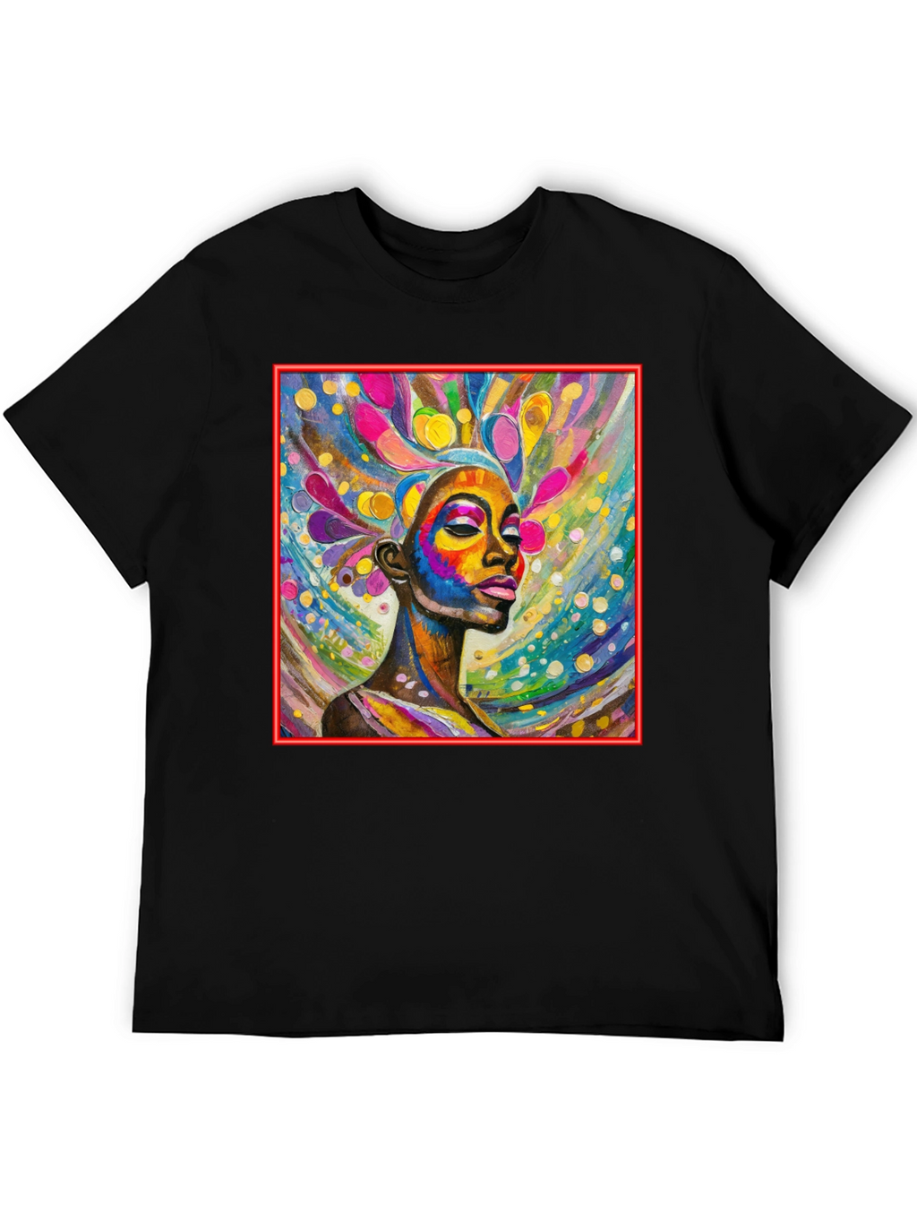 Vibrant Woman Art Black T-Shirt