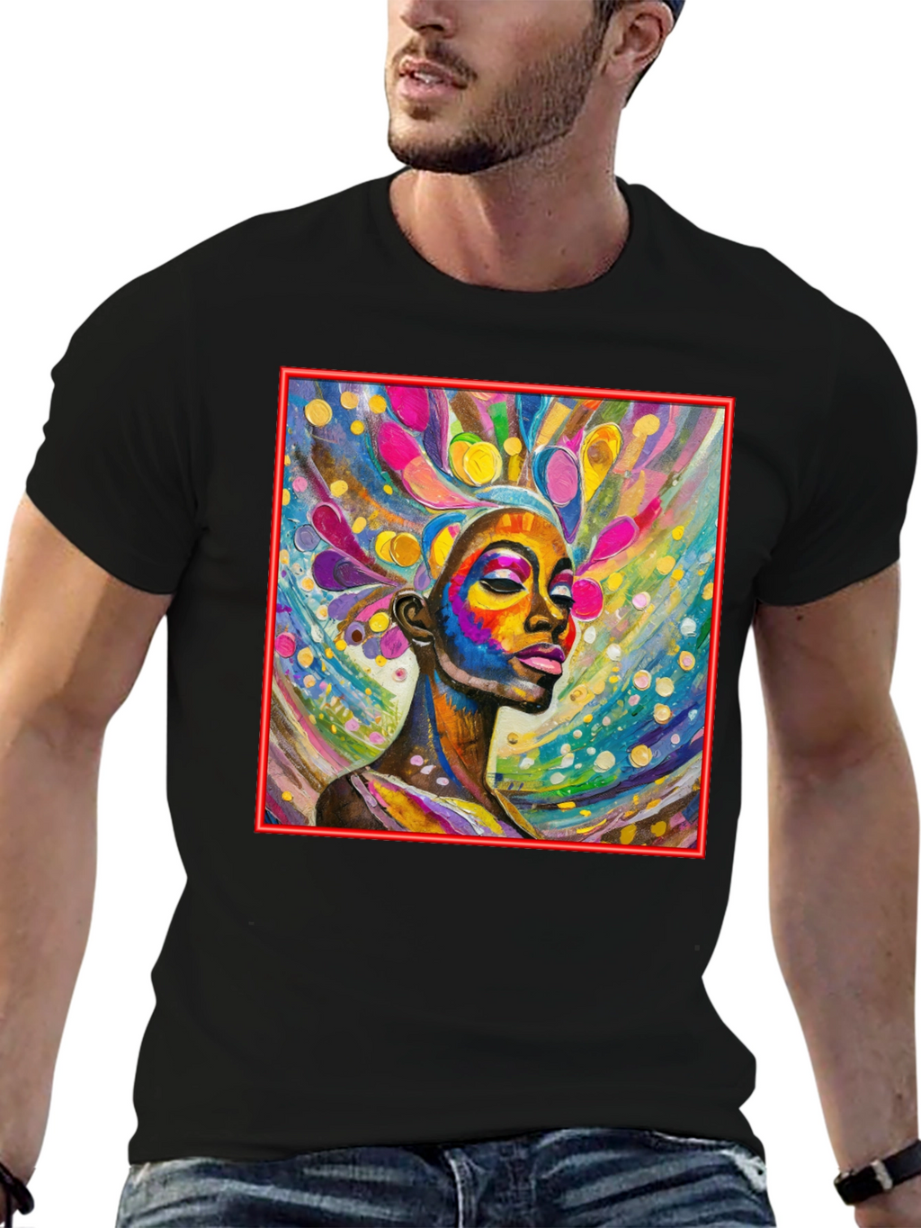 Vibrant Woman Art Black T-Shirt