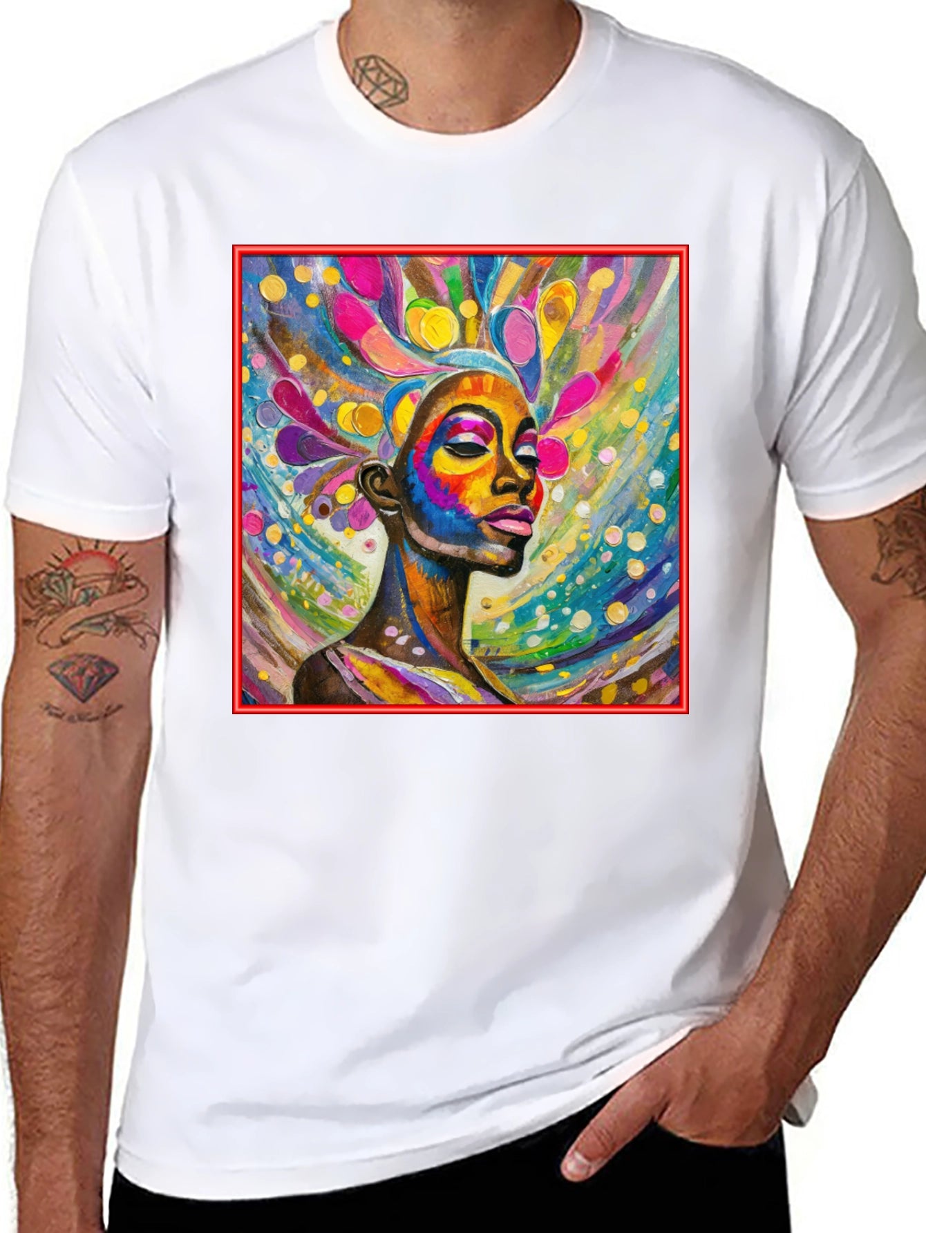 Vibrant Woman Art Black T-Shirt