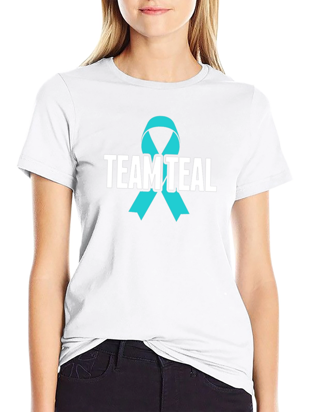 Team Teal Awareness Ribbon Graphic T-Shirt