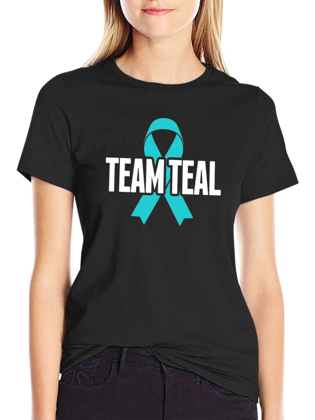 Team Teal Awareness Ribbon Graphic T-Shirt