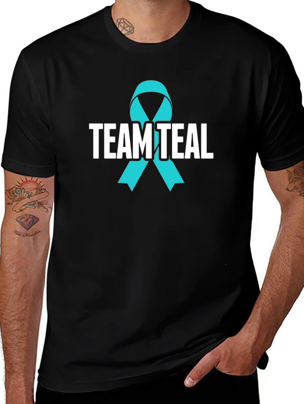 Team Teal Awareness Ribbon Graphic T-Shirt