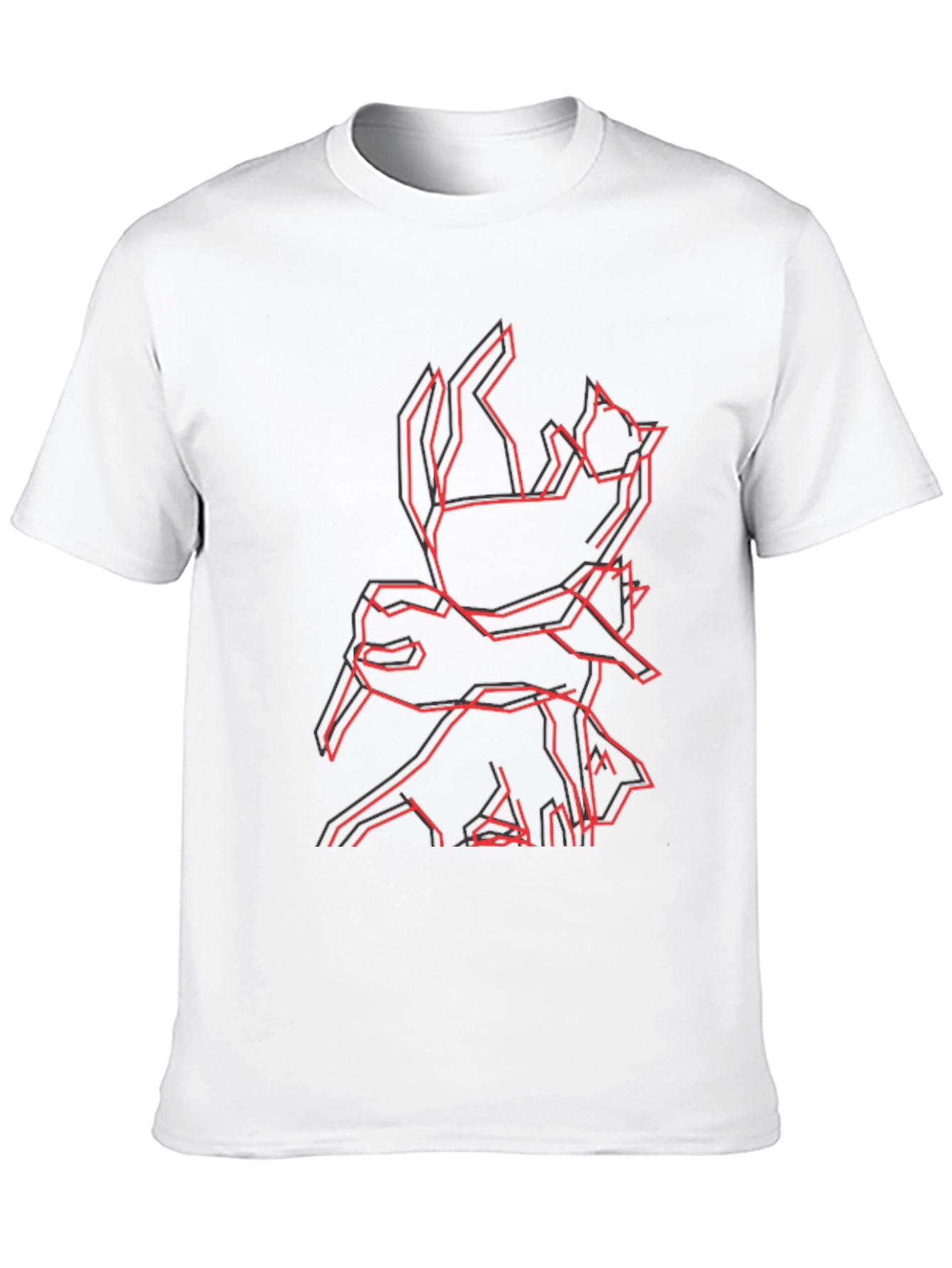 Geometric Cat & Dog Graphic Black T-Shirt