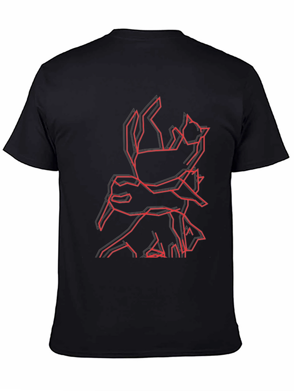 Geometric Cat & Dog Graphic Black T-Shirt