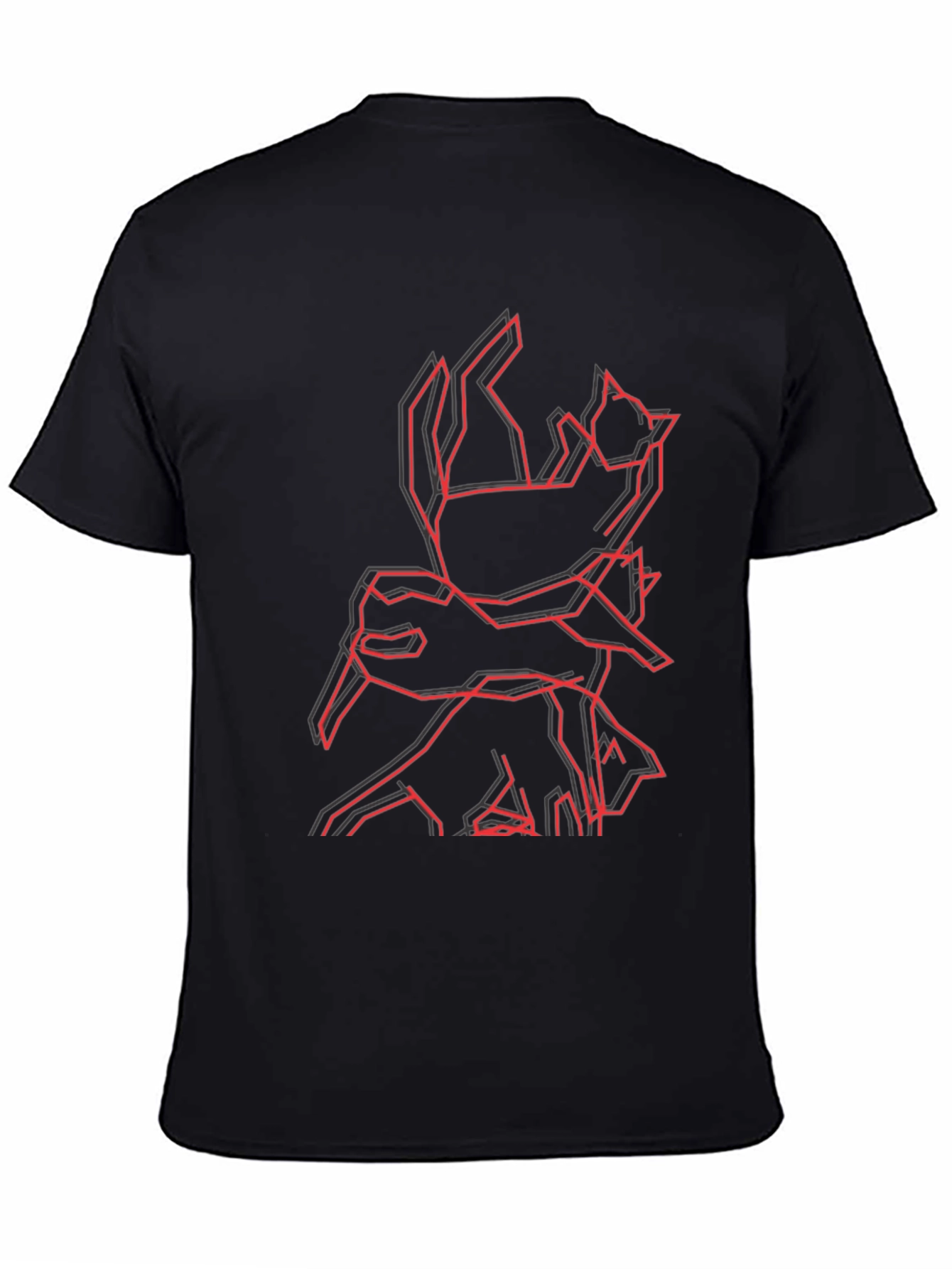 Geometric Cat & Dog Graphic Black T-Shirt