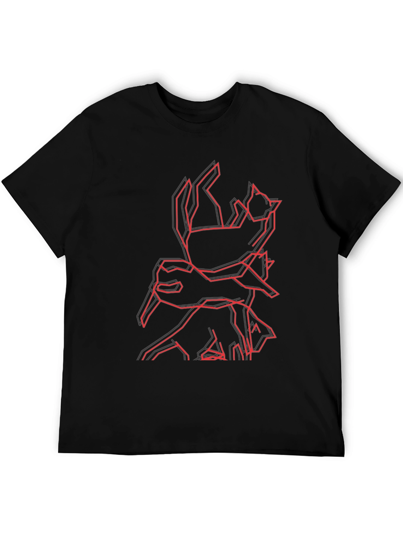Geometric Cat & Dog Graphic Black T-Shirt