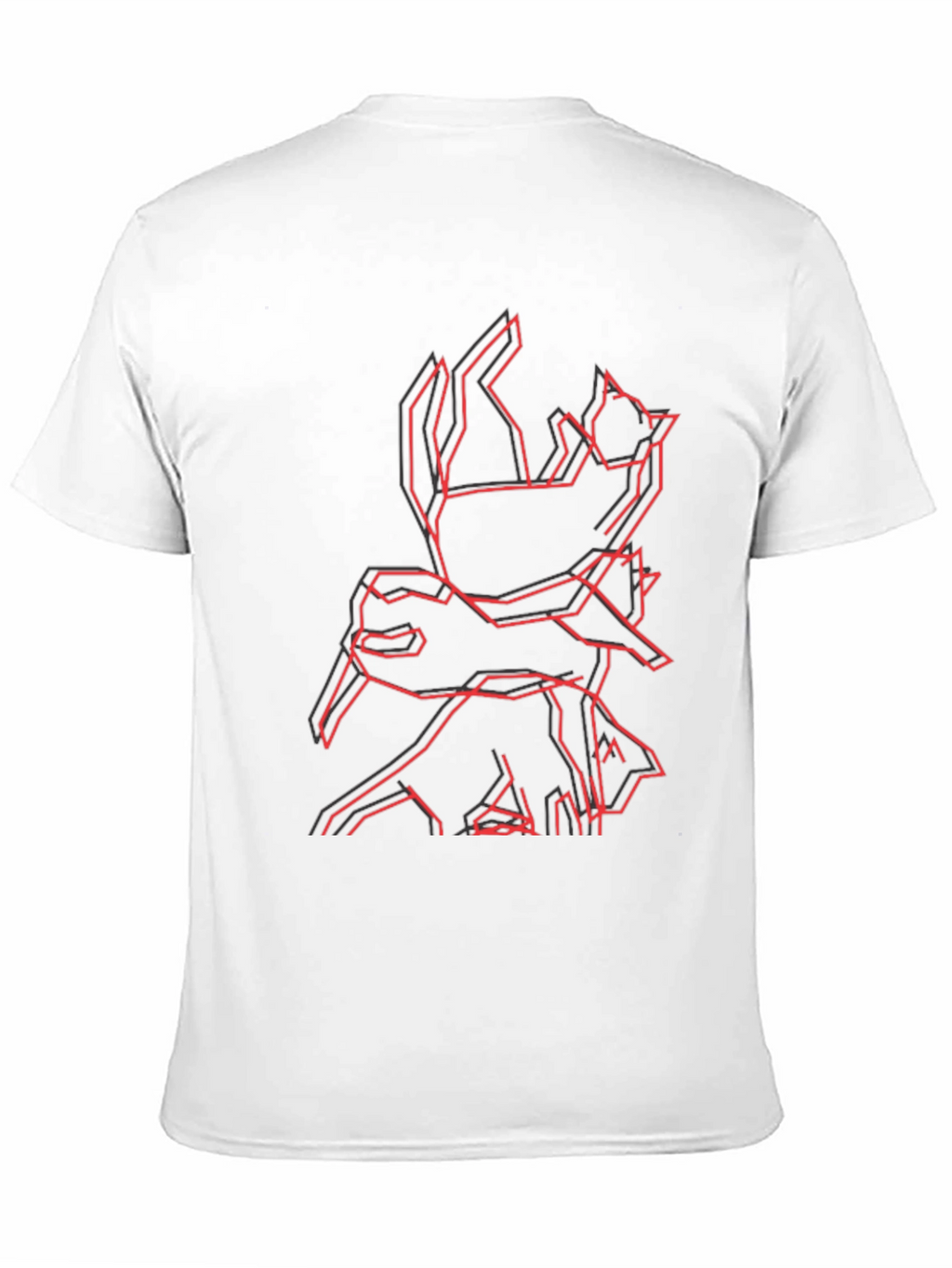 Geometric Cat & Dog Graphic Black T-Shirt