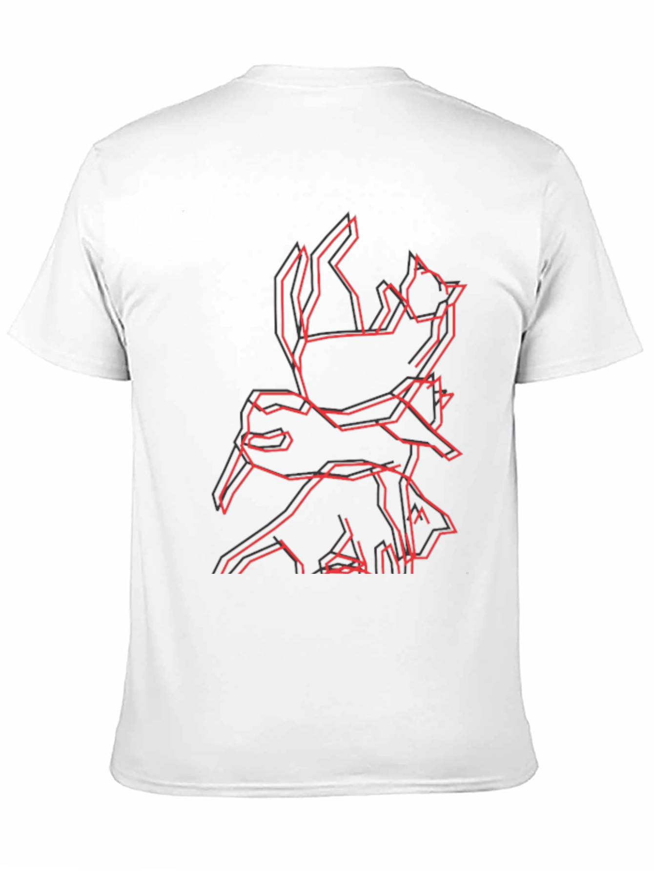 Geometric Cat & Dog Graphic Black T-Shirt