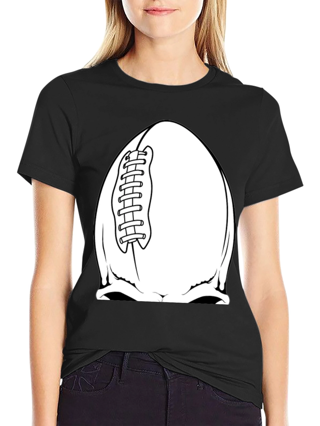 Football Skull Graphic Tee - Black T-Shirt
