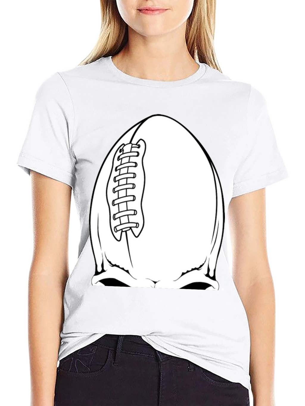 Football Skull Graphic Tee - Black T-Shirt