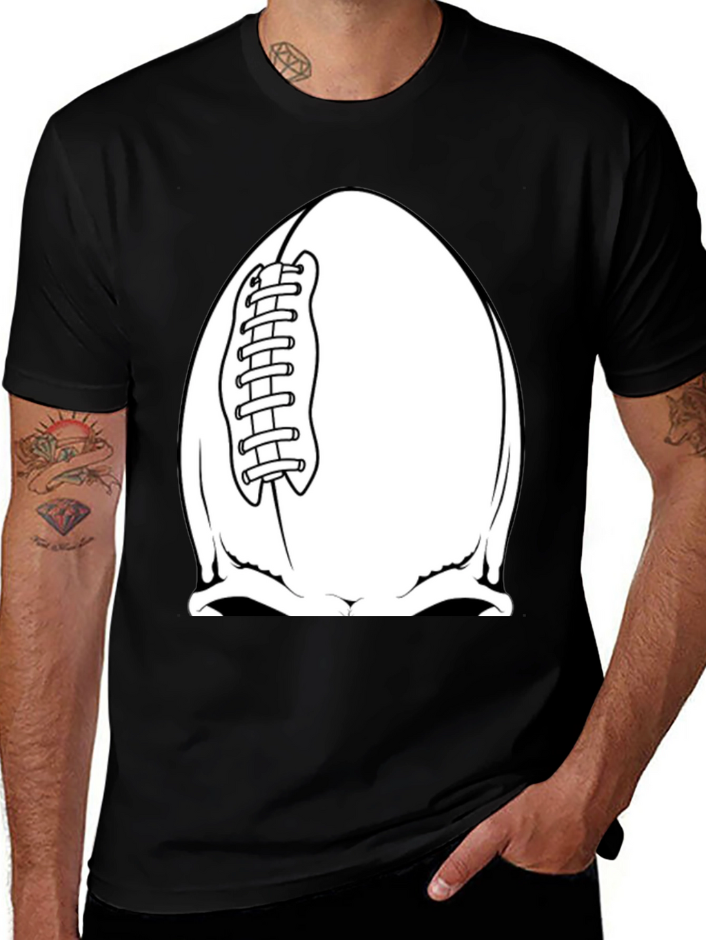 Football Skull Graphic Tee - Black T-Shirt