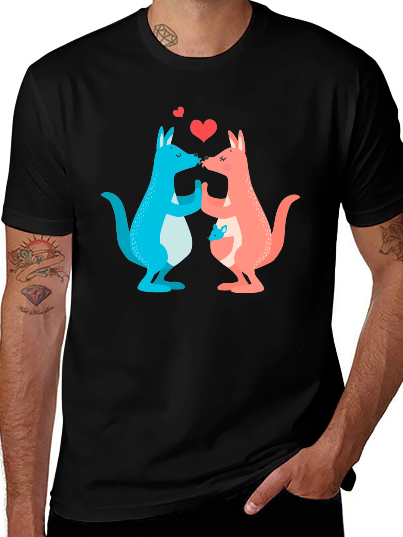 Kissing Kangaroos Graphic T-Shirt