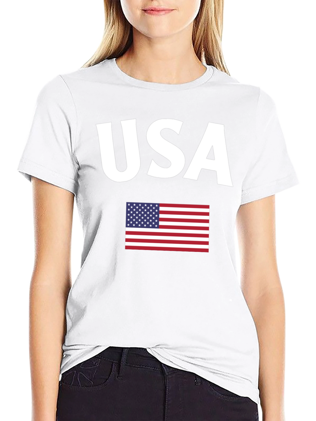 USA Flag Graphic Black T-Shirt