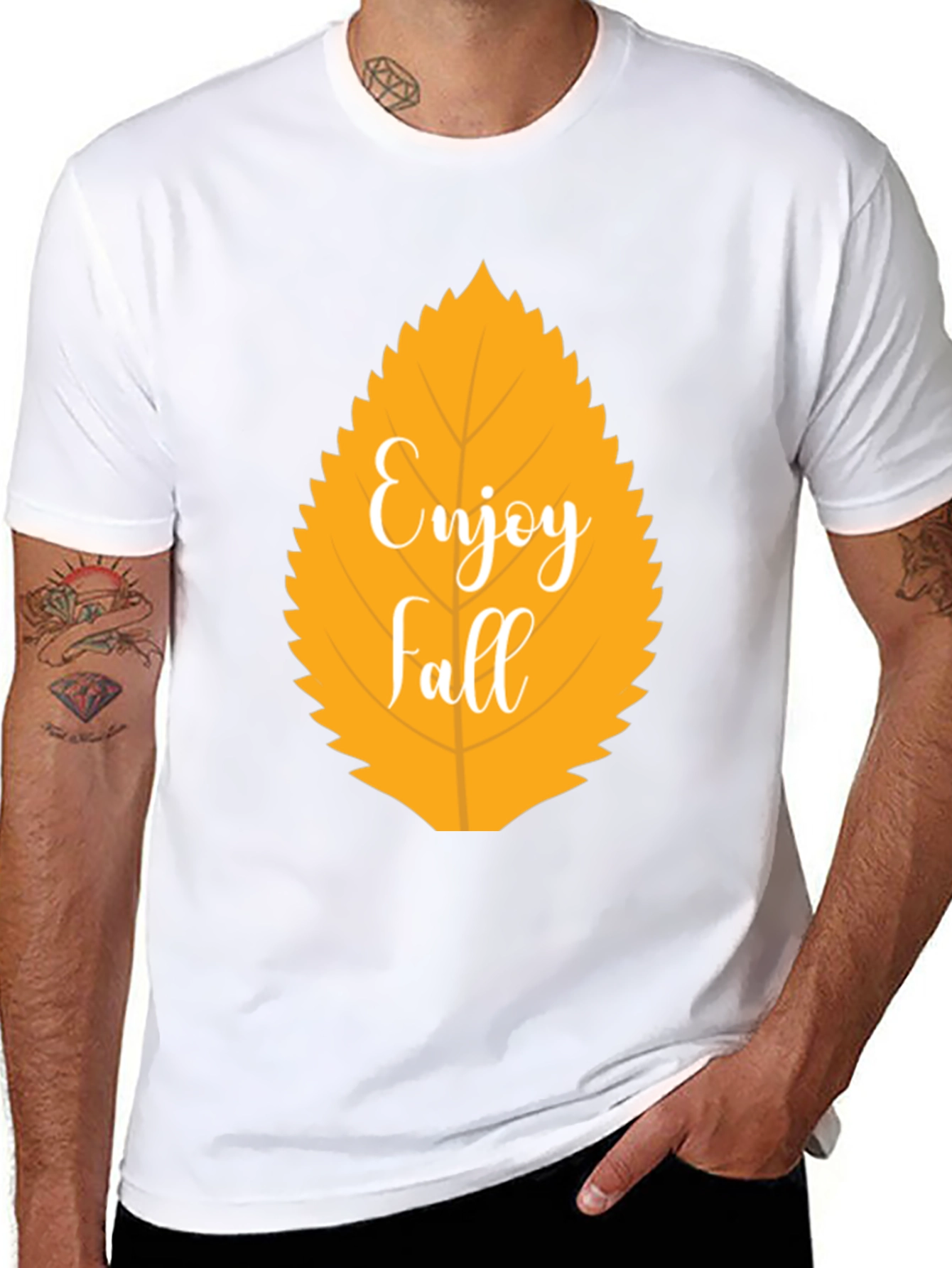 Enjoy Fall Leaf Graphic T-Shirt - Autumn Season Apparel