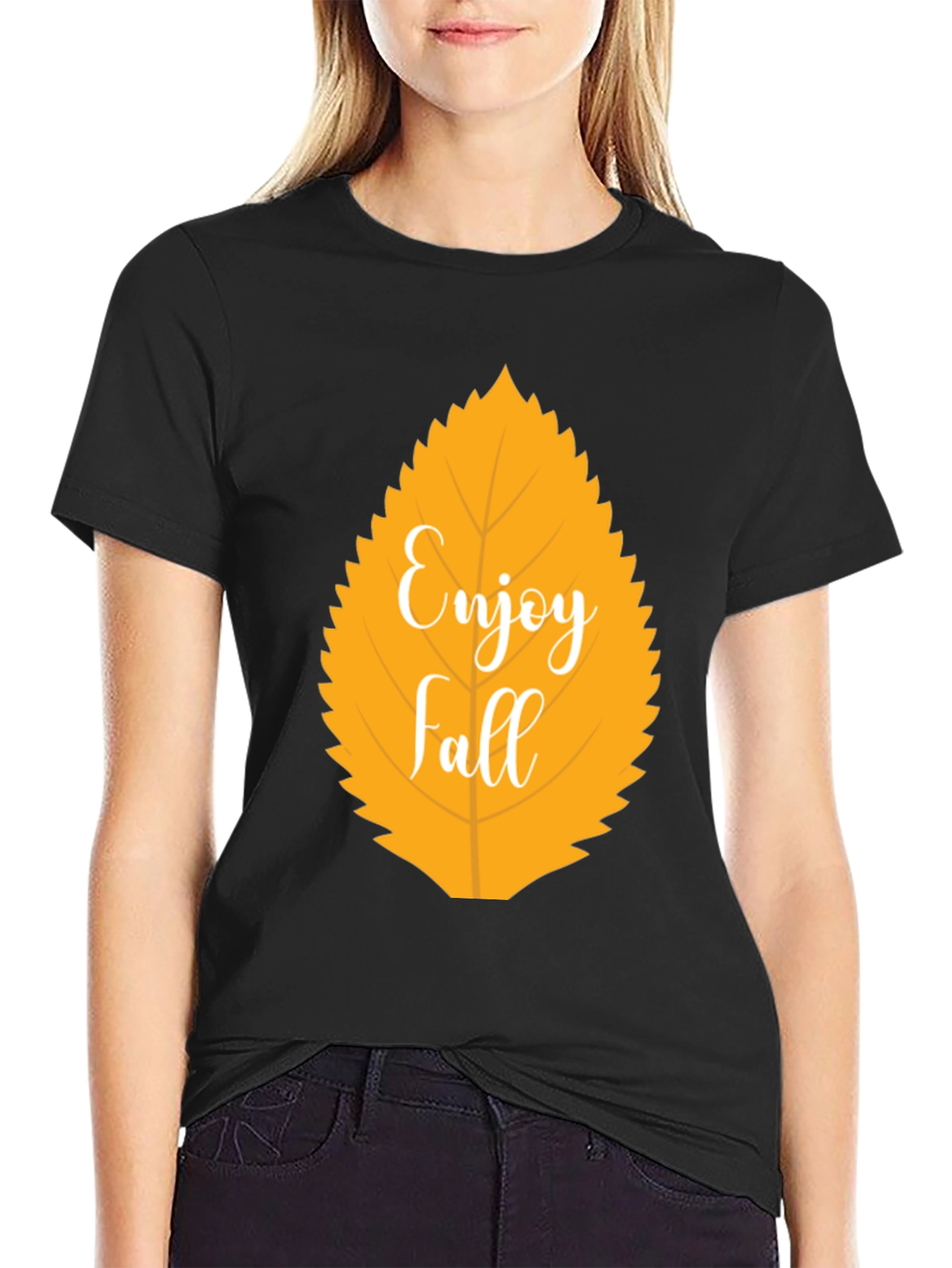 Enjoy Fall Leaf Graphic T-Shirt - Autumn Season Apparel