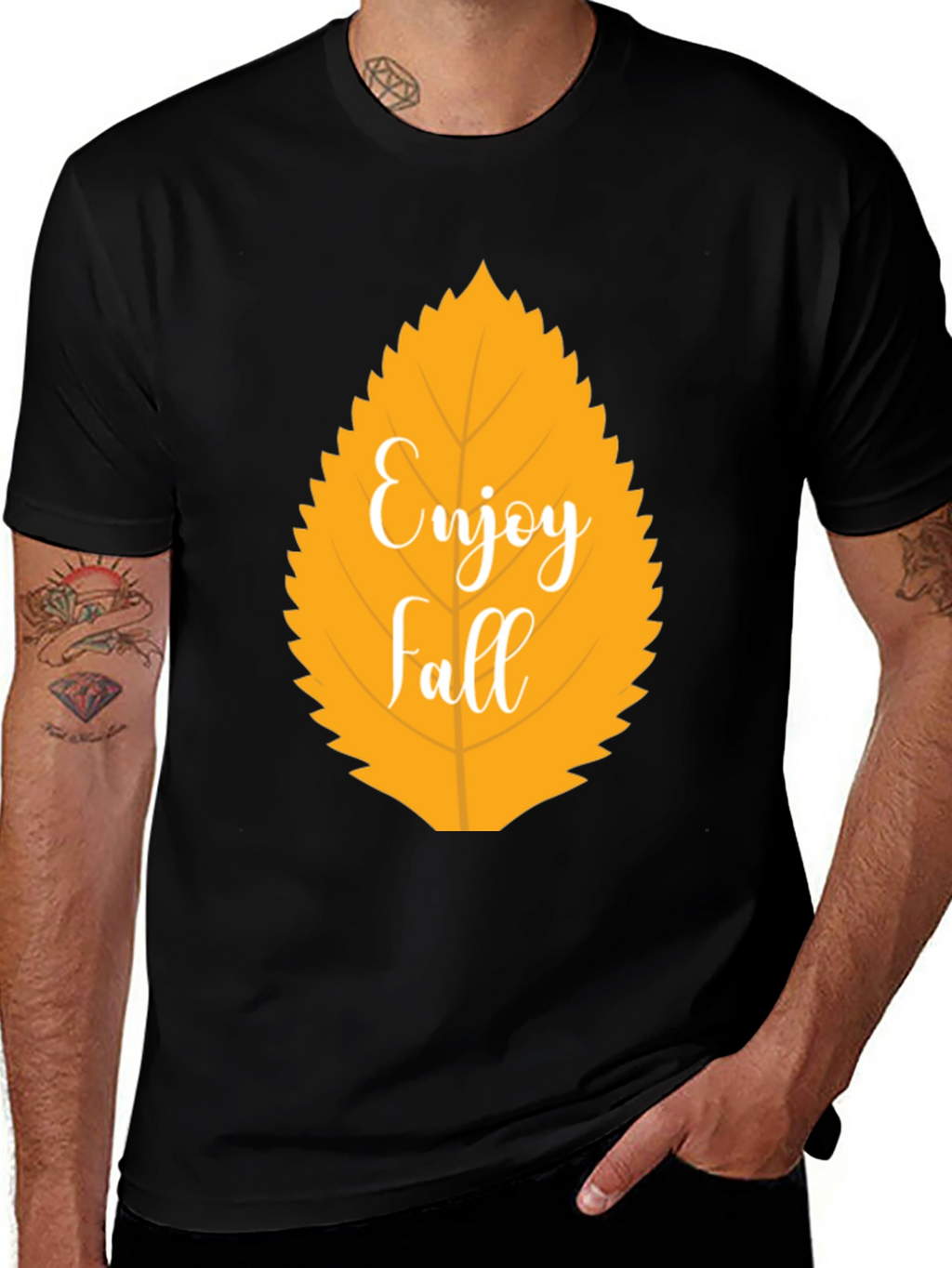 Enjoy Fall Leaf Graphic T-Shirt - Autumn Season Apparel