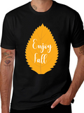 Enjoy Fall Leaf Graphic T-Shirt - Autumn Season Apparel