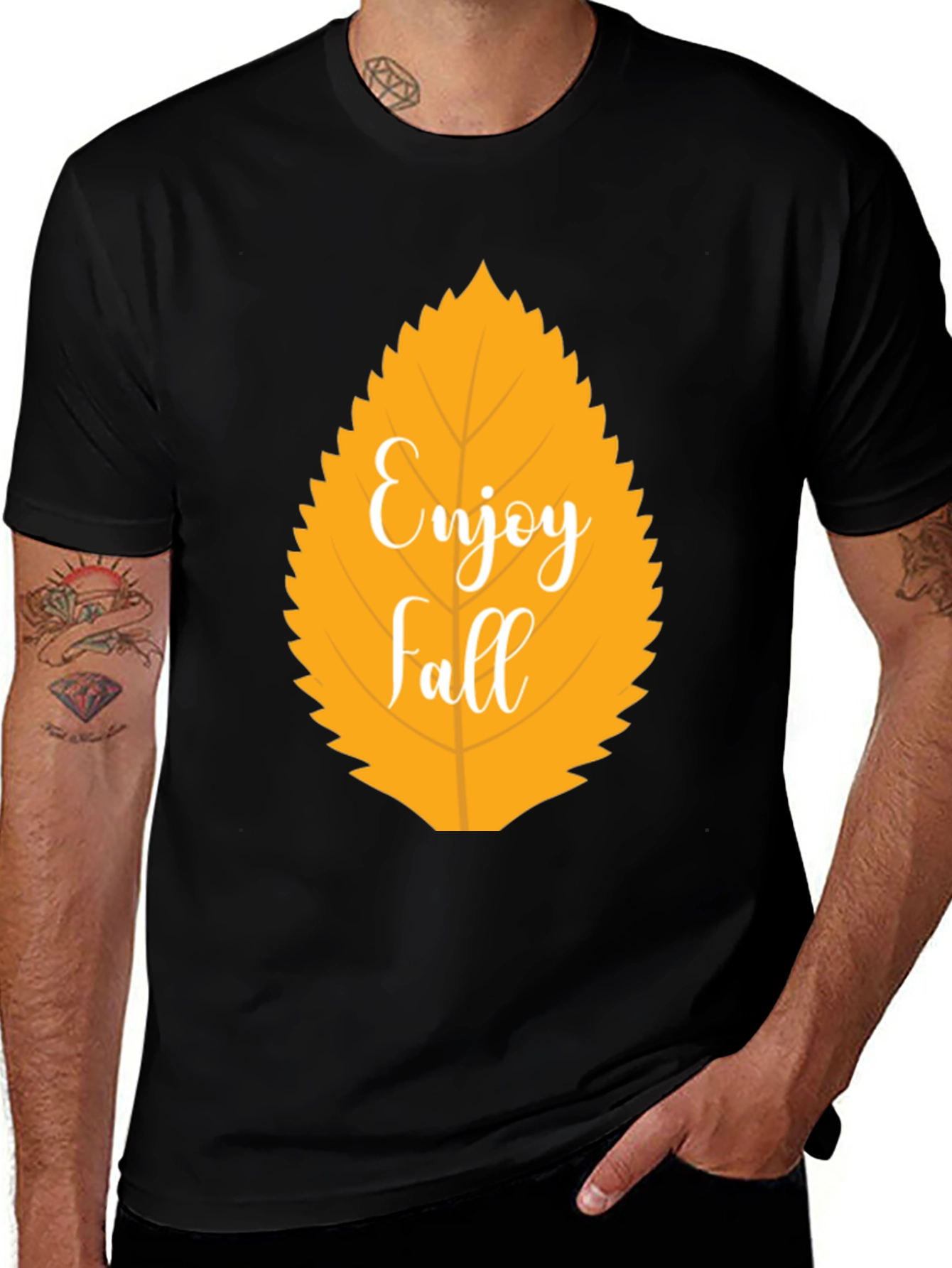 Enjoy Fall Leaf Graphic T-Shirt - Autumn Season Apparel