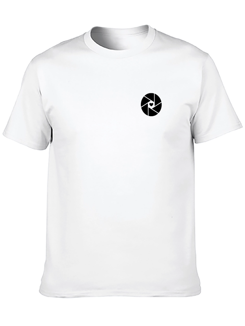 Mens Modern Black T-Shirt with Camera Aperture Logo