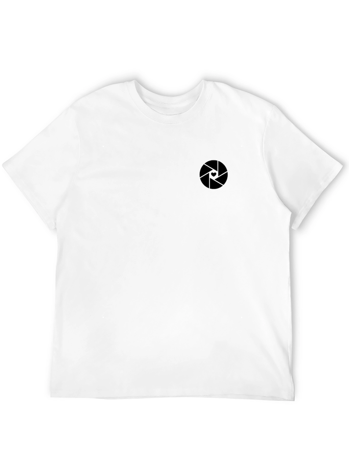 Mens Modern Black T-Shirt with Camera Aperture Logo