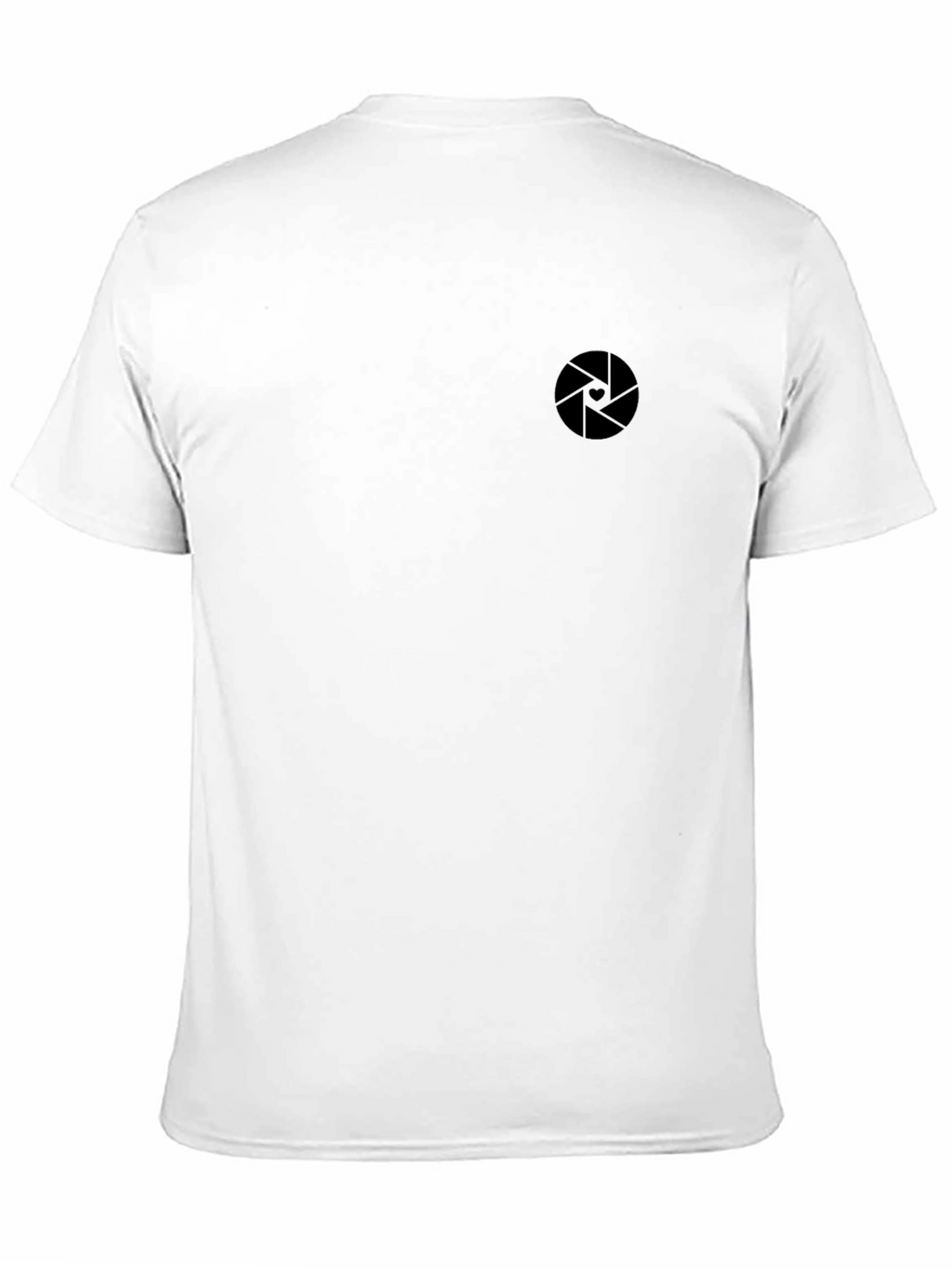 Mens Modern Black T-Shirt with Camera Aperture Logo
