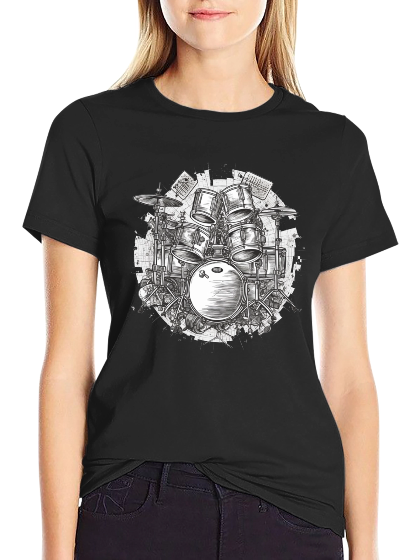 Drum Kit Graphic Tee - Musicians Black T-Shirt