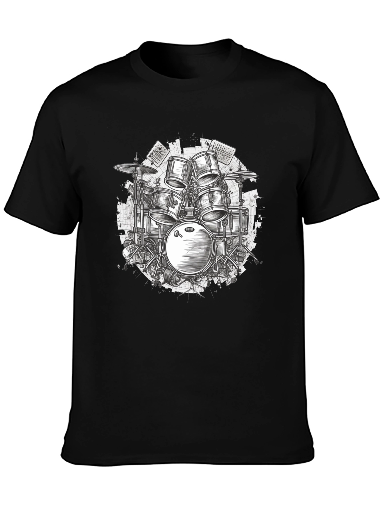 Drum Kit Graphic Tee - Musicians Black T-Shirt