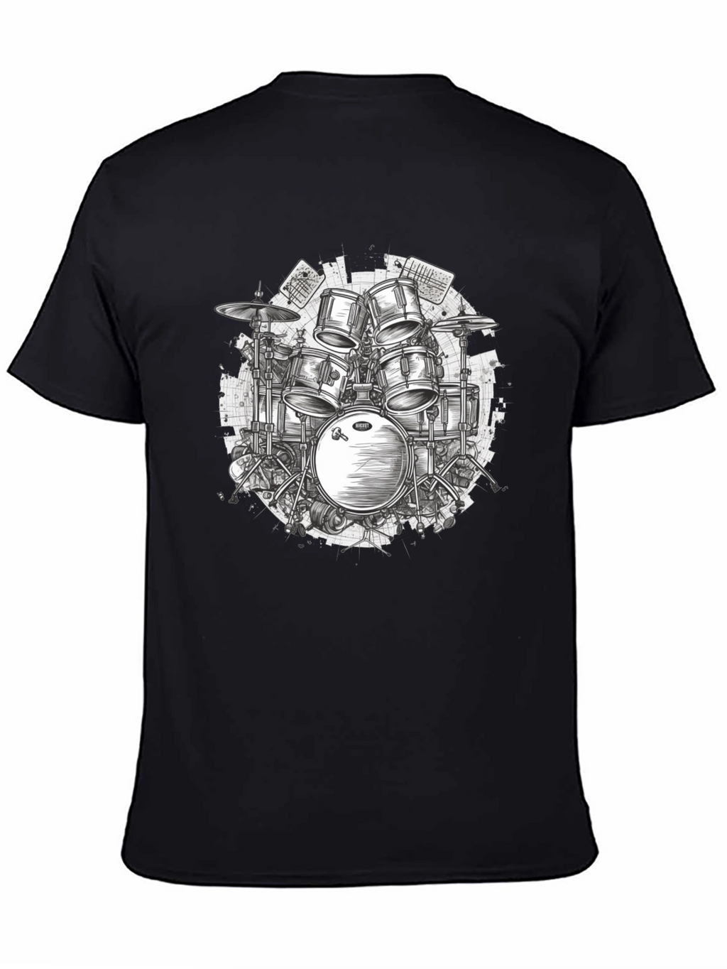 Drum Kit Graphic Tee - Musicians Black T-Shirt