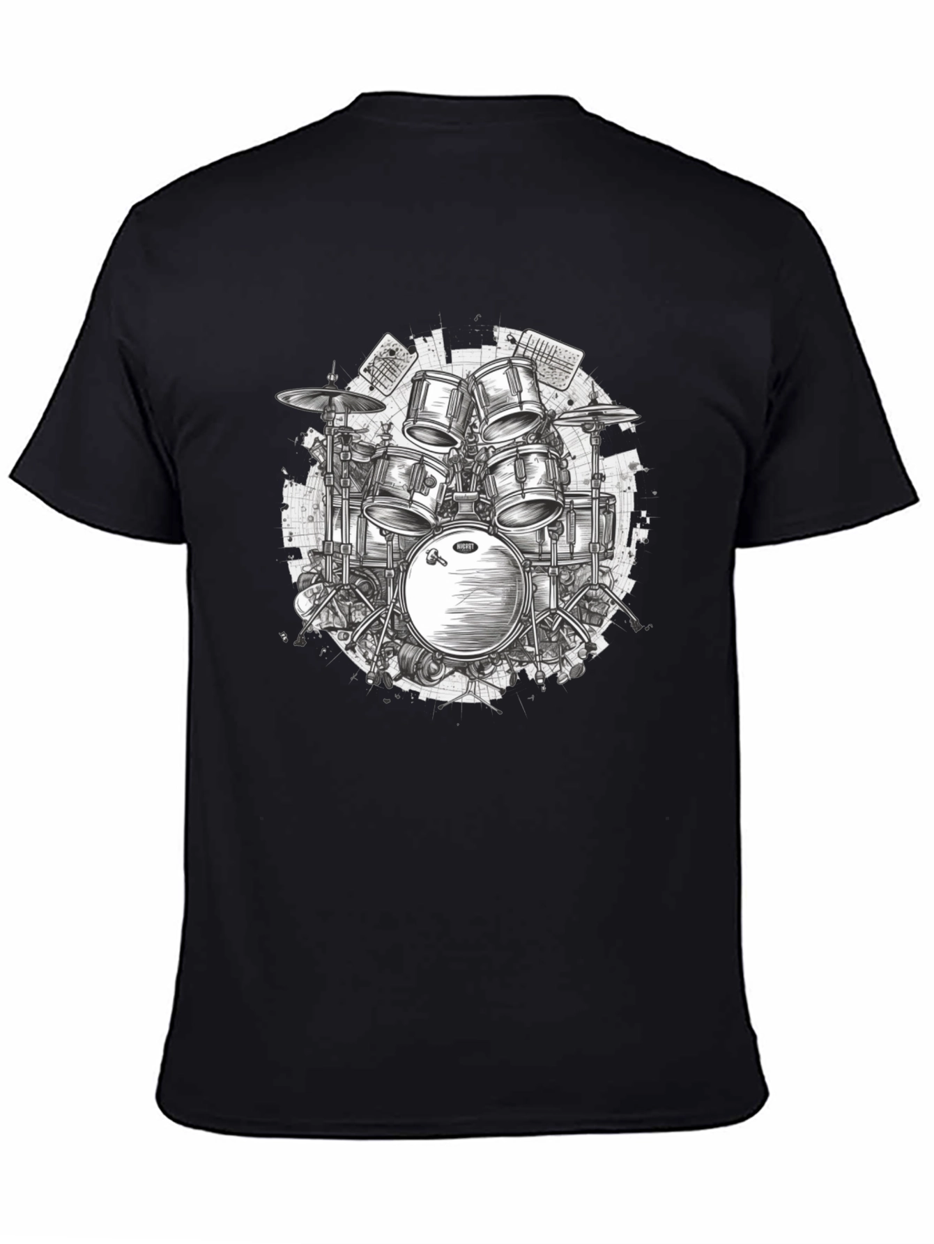 Drum Kit Graphic Tee - Musicians Black T-Shirt