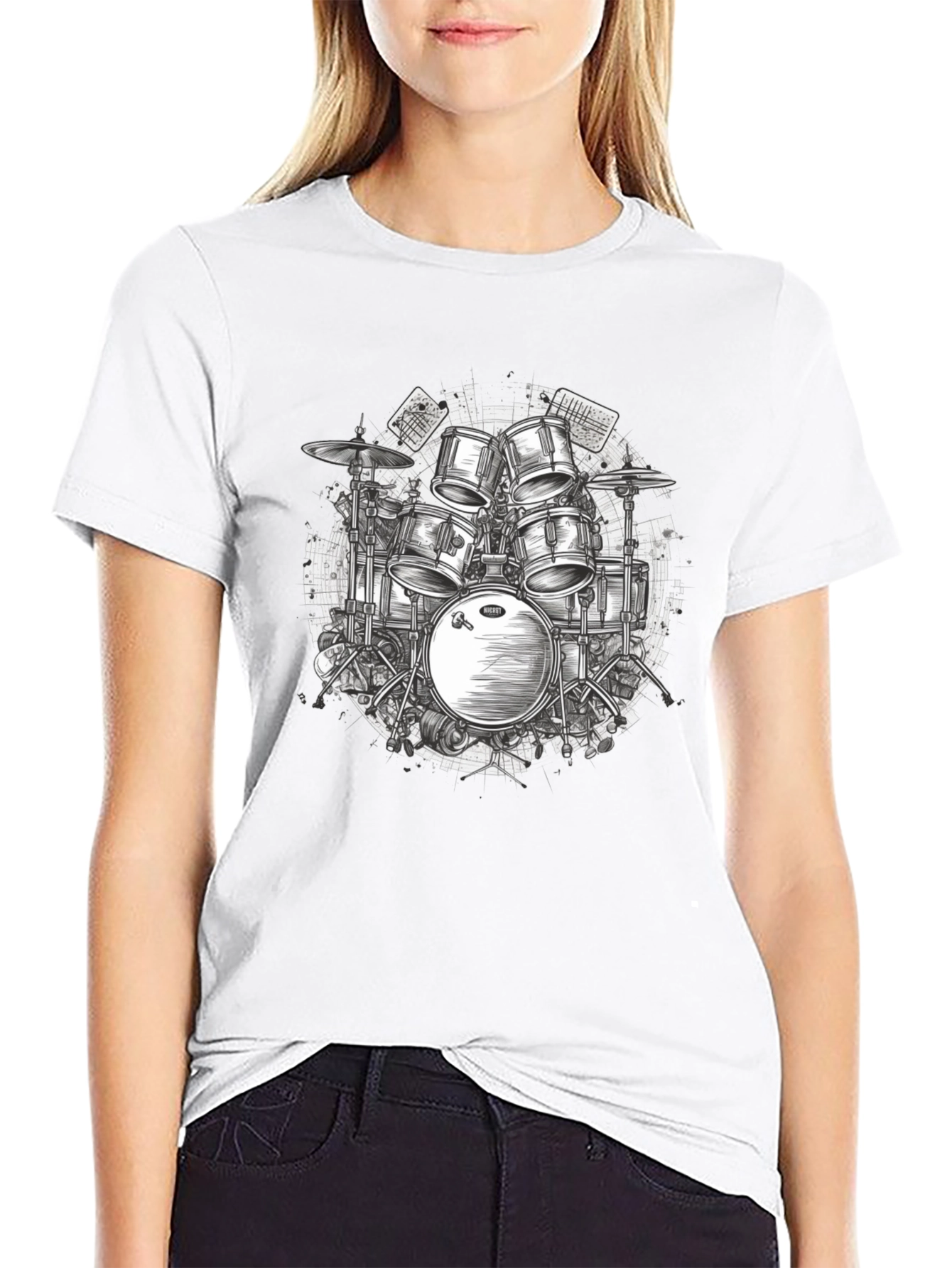 Drum Kit Graphic Tee - Musicians Black T-Shirt