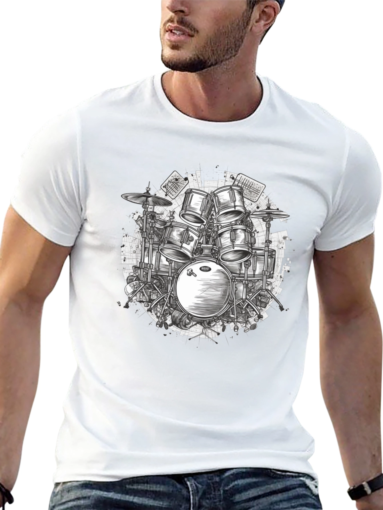 Drum Kit Graphic Tee - Musicians Black T-Shirt