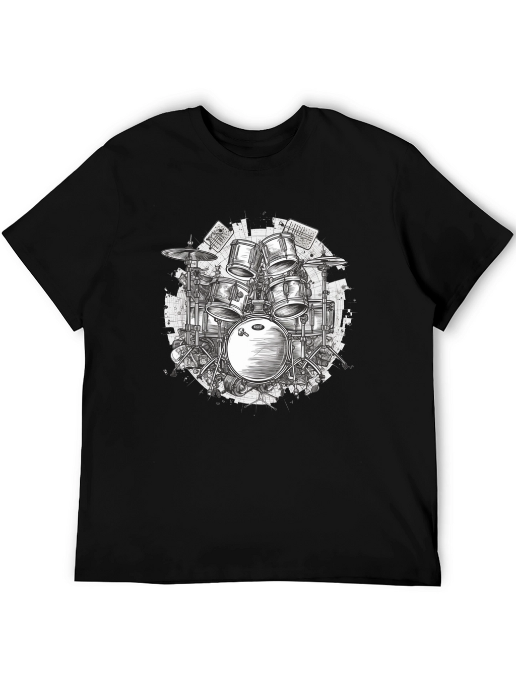 Drum Kit Graphic Tee - Musicians Black T-Shirt