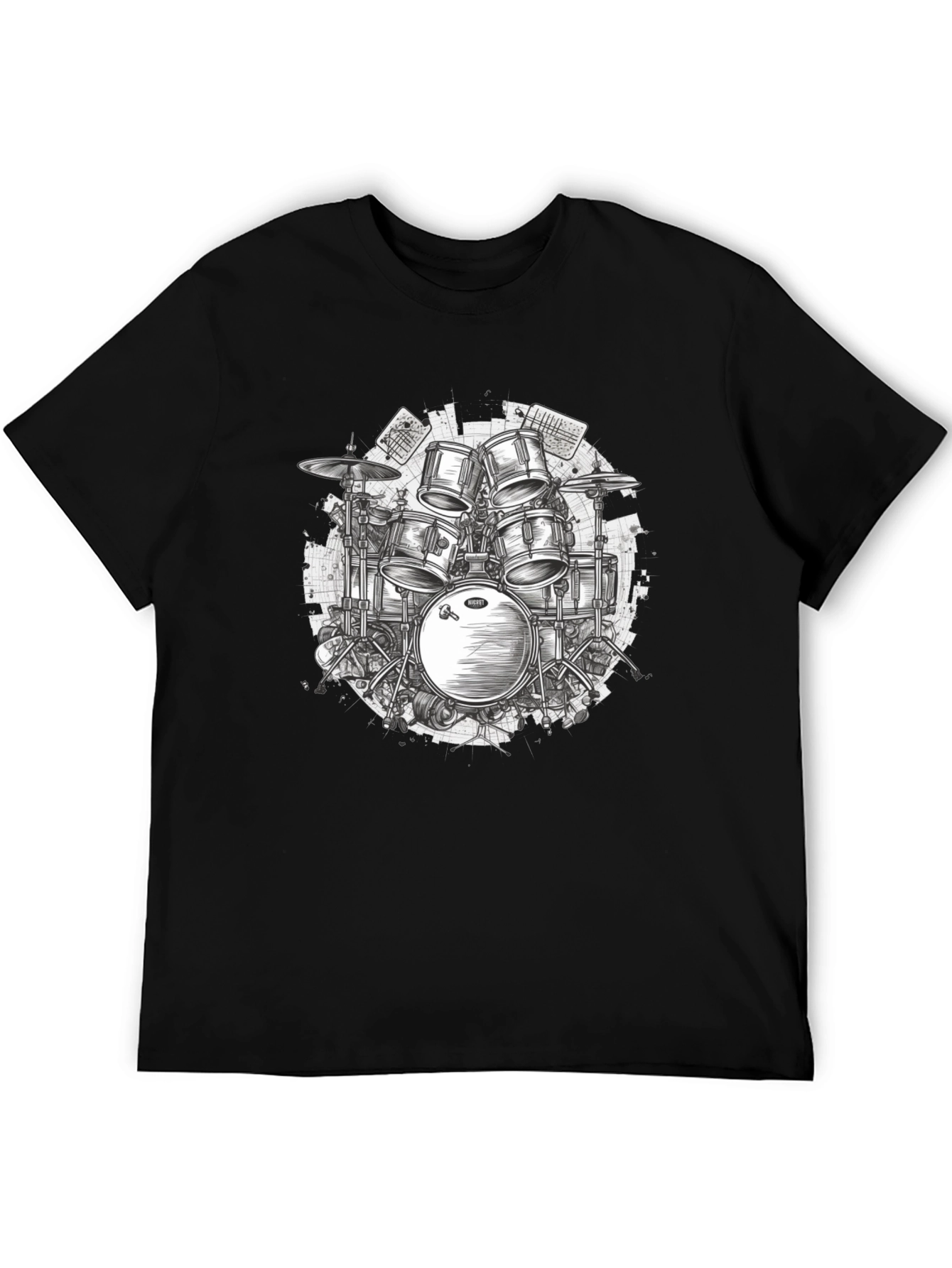Drum Kit Graphic Tee - Musicians Black T-Shirt