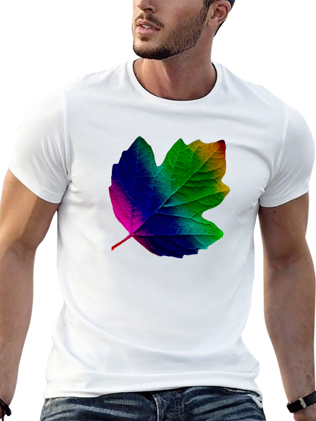 Rainbow Leaf Graphic T-Shirt - Unique Design