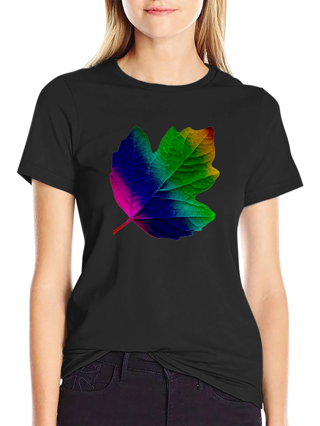 Rainbow Leaf Graphic T-Shirt - Unique Design
