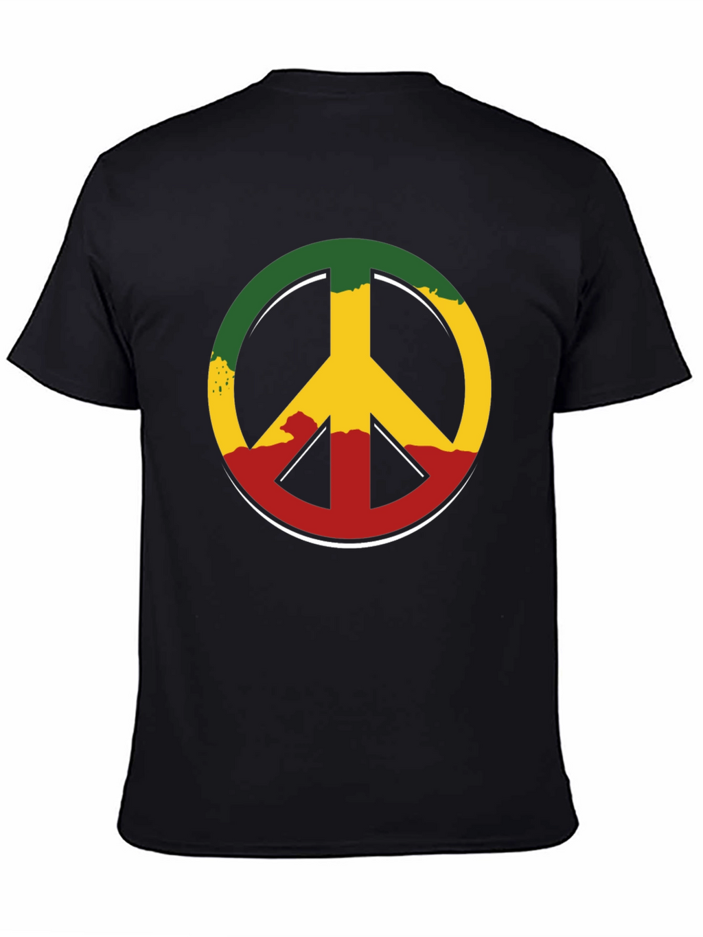 Rasta Peace Sign Graphic Tee - Casual Black T-Shirt