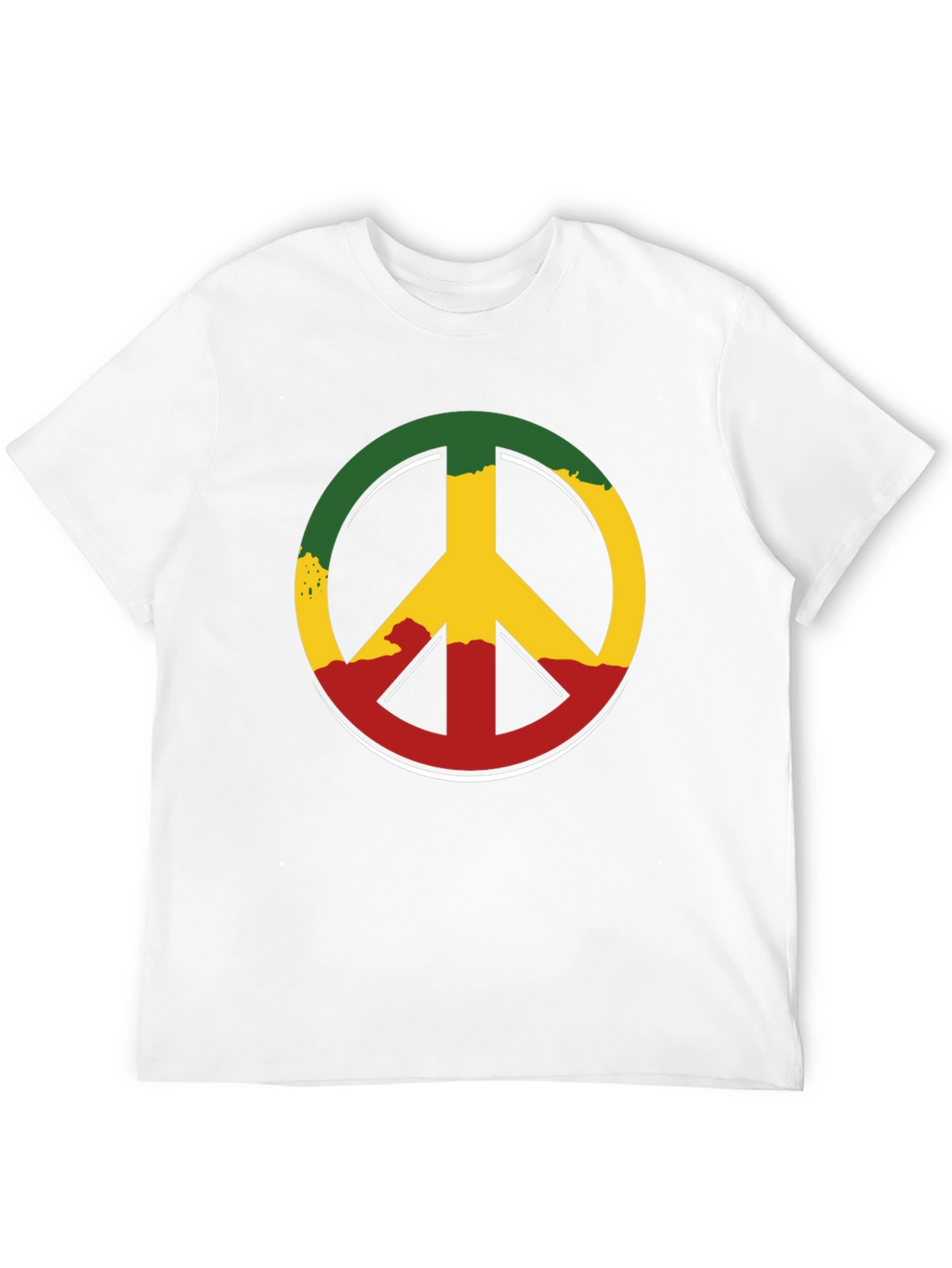 Rasta Peace Sign Graphic Tee - Casual Black T-Shirt